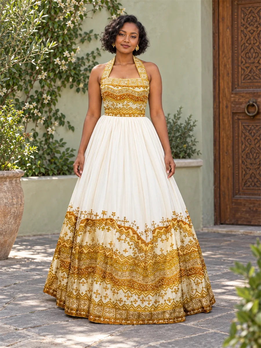 Golden Radiance Gown women’s Ethiopian traditional dress