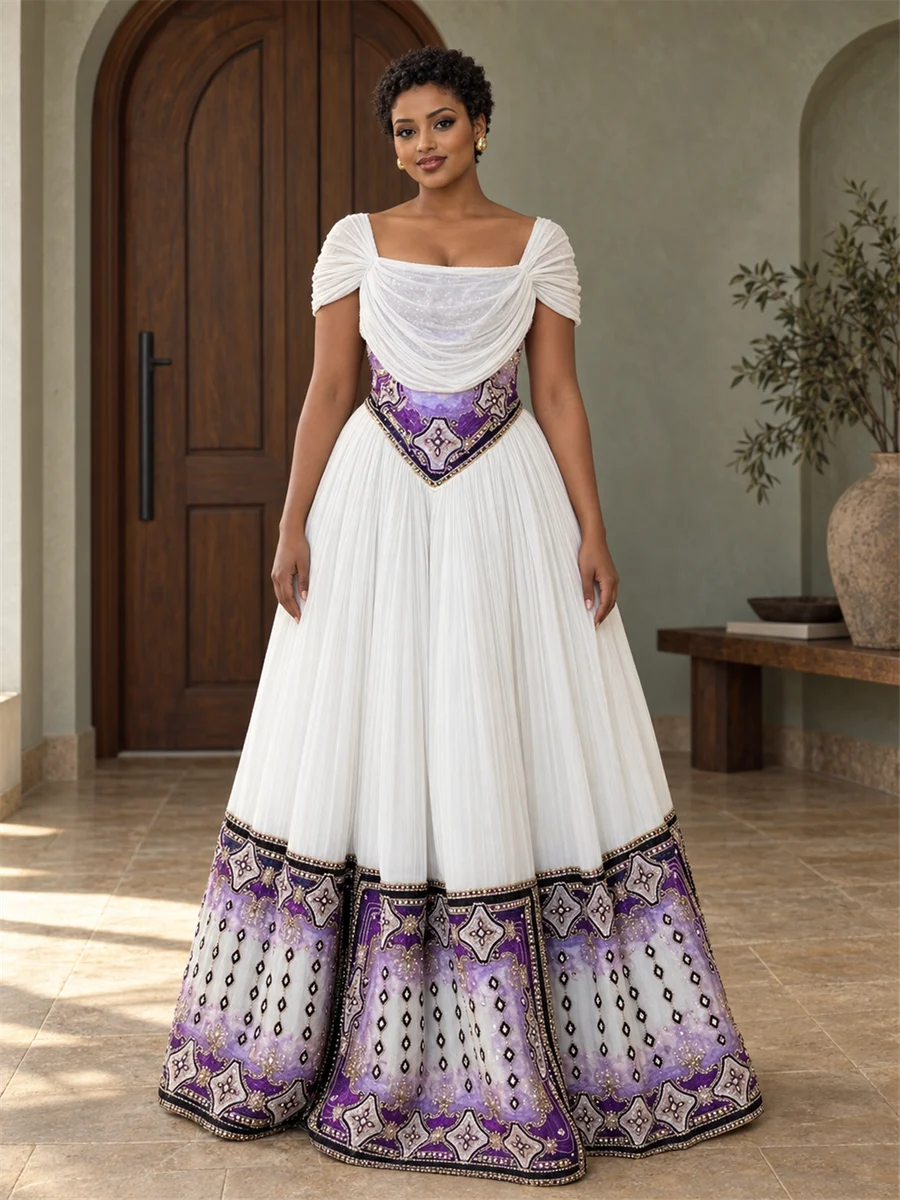 Violet Fan Gown women’s Ethiopian traditional dress