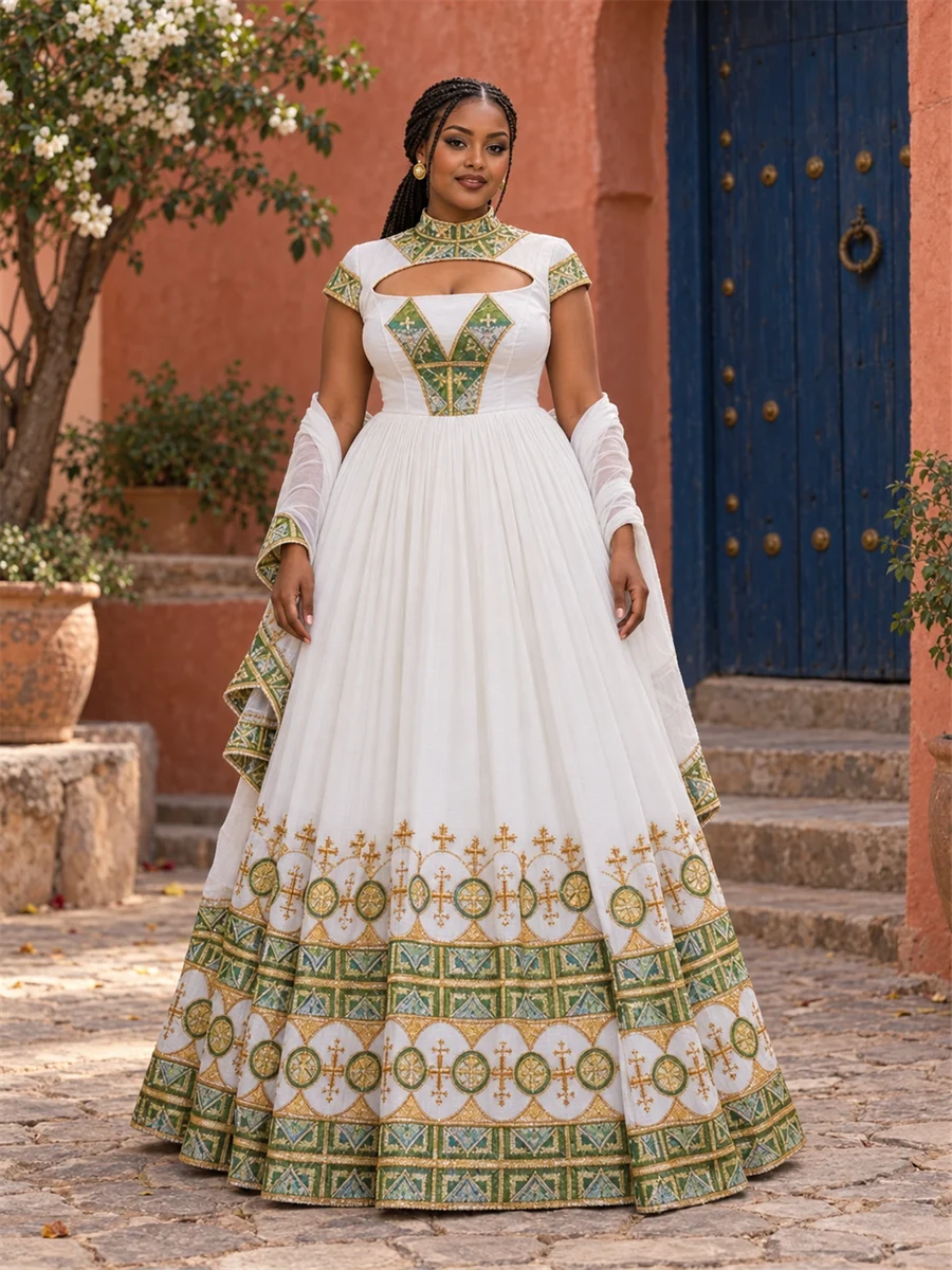 Olive Blossom Gown የሀበሻ ልብስ