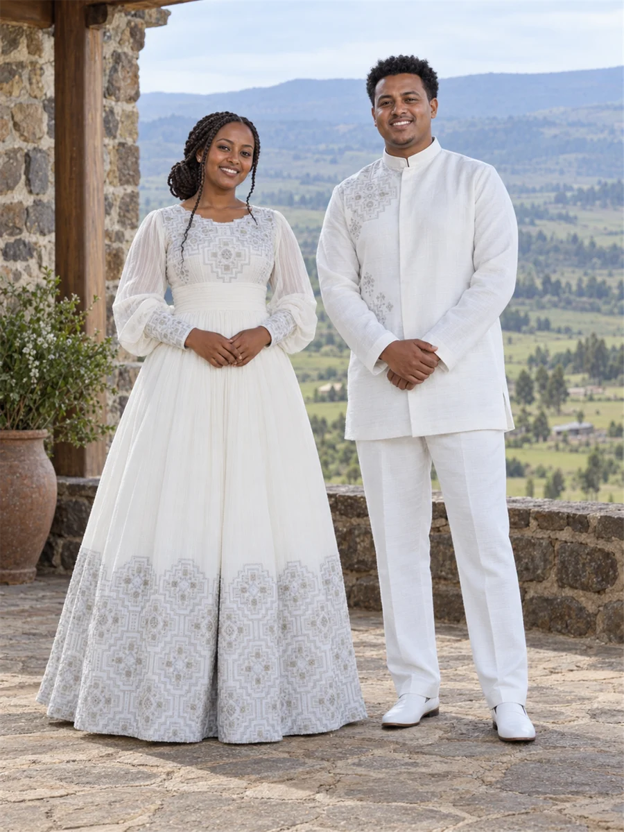 Silver Occasion Pair women’s Ethiopian traditional dress