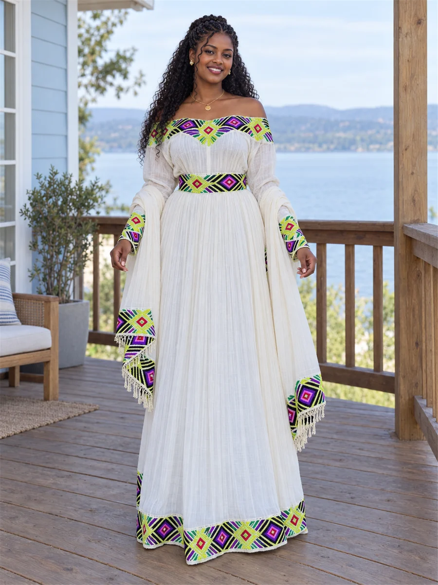 Green Motif Dress women’s Ethiopian traditional dress