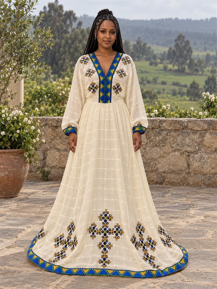 Charcoal Motif Kaftan የሀበሻ ልብስ