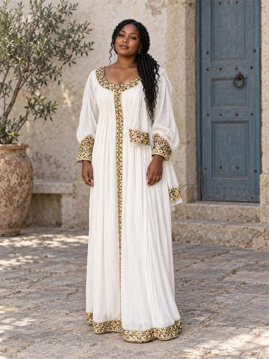 Golden Cuff Kaftan women’s Ethiopian traditional dress