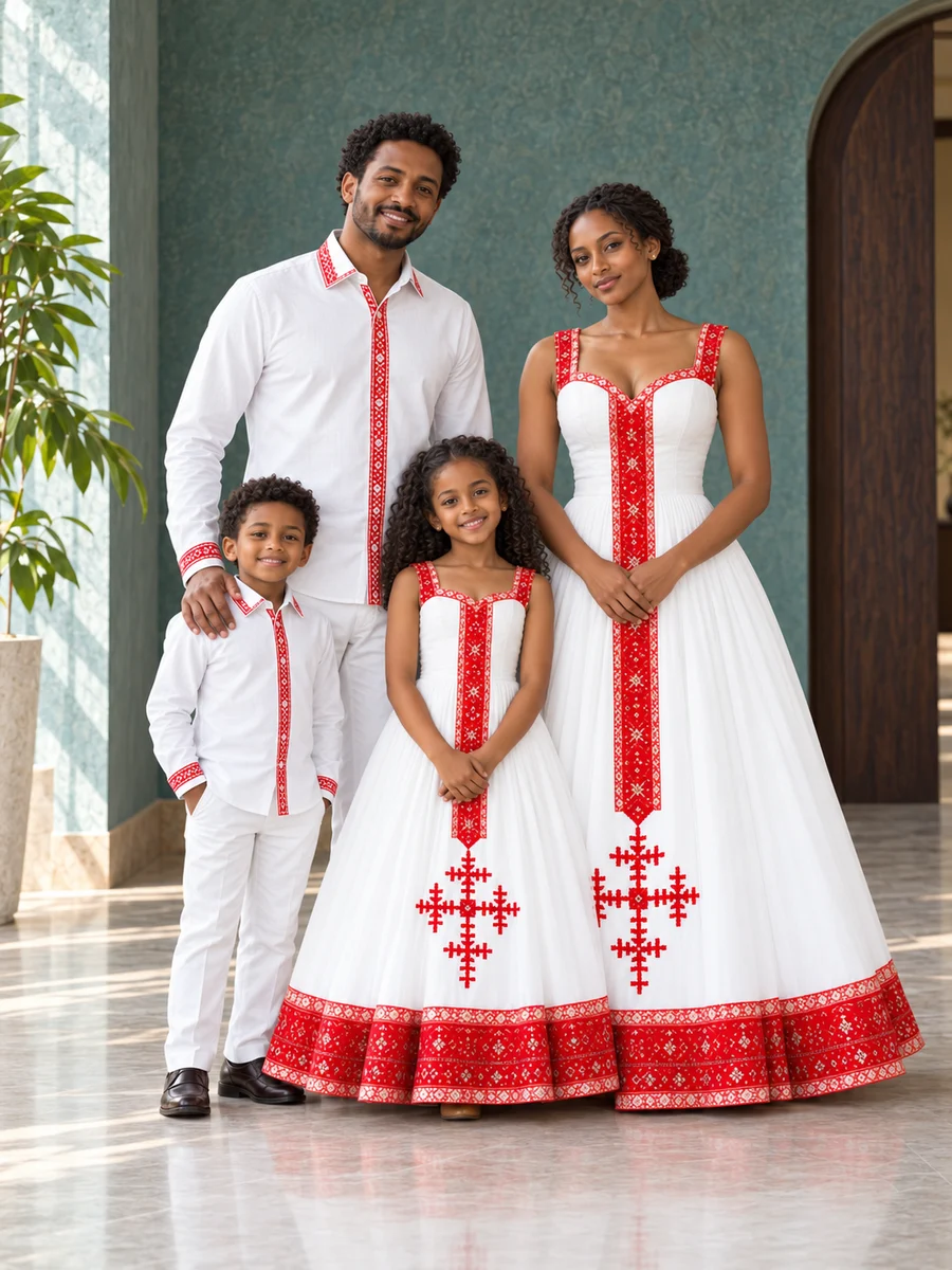 Family Formal Look 10 couples and family Ethiopian traditional dress