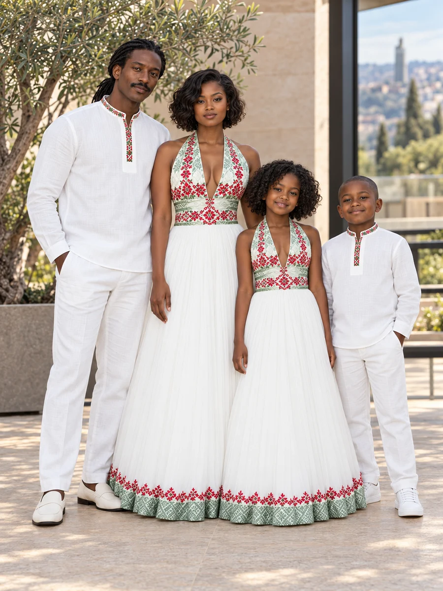 Family Modern Look 03 couples and family Ethiopian traditional dress