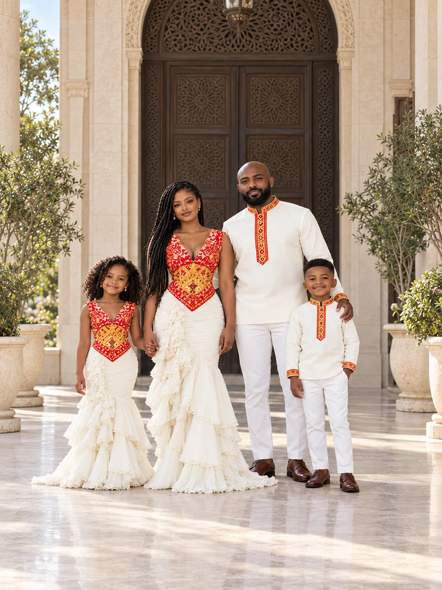 Family Modern Look 08 couples and family Ethiopian traditional dress