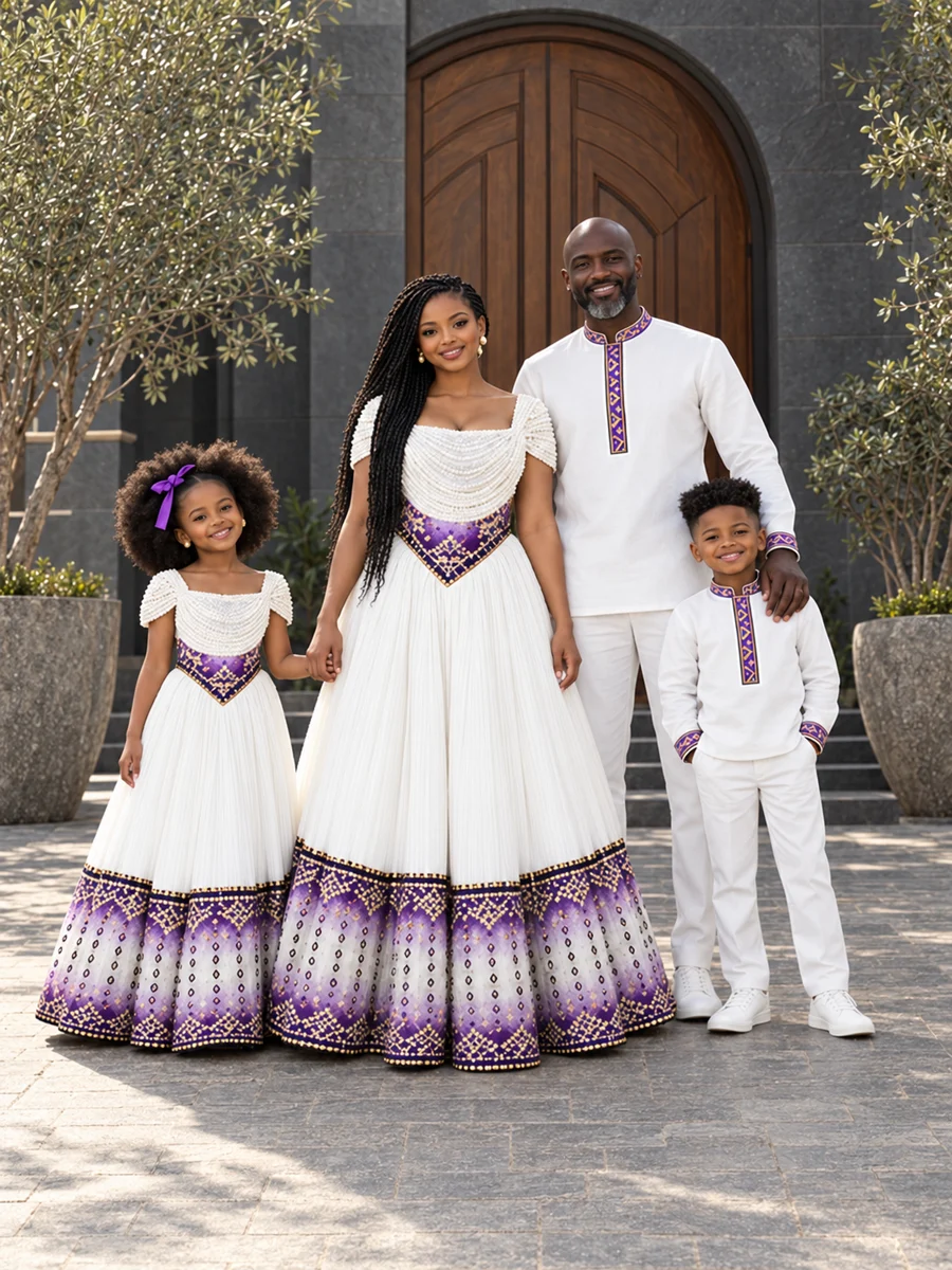 Family Modern Look 12 couples and family Ethiopian traditional dress