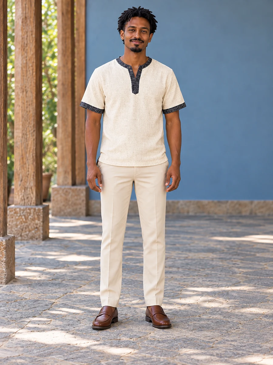 Natural Charcoal Woven Shirt የሀበሻ ልብስ
