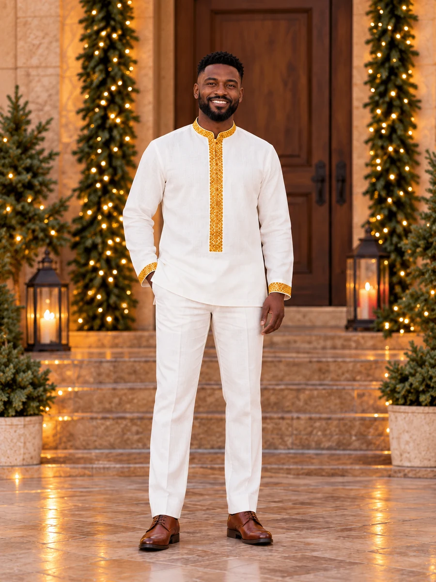 Golden Heritage Long Panel Tunic የሀበሻ ልብስ