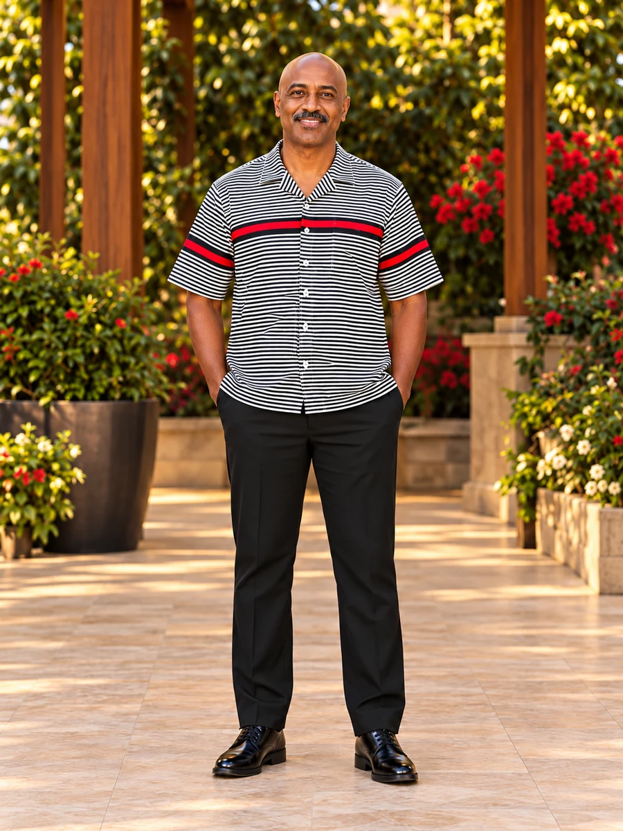 Red Band Stripe Shirt የሀበሻ ልብስ
