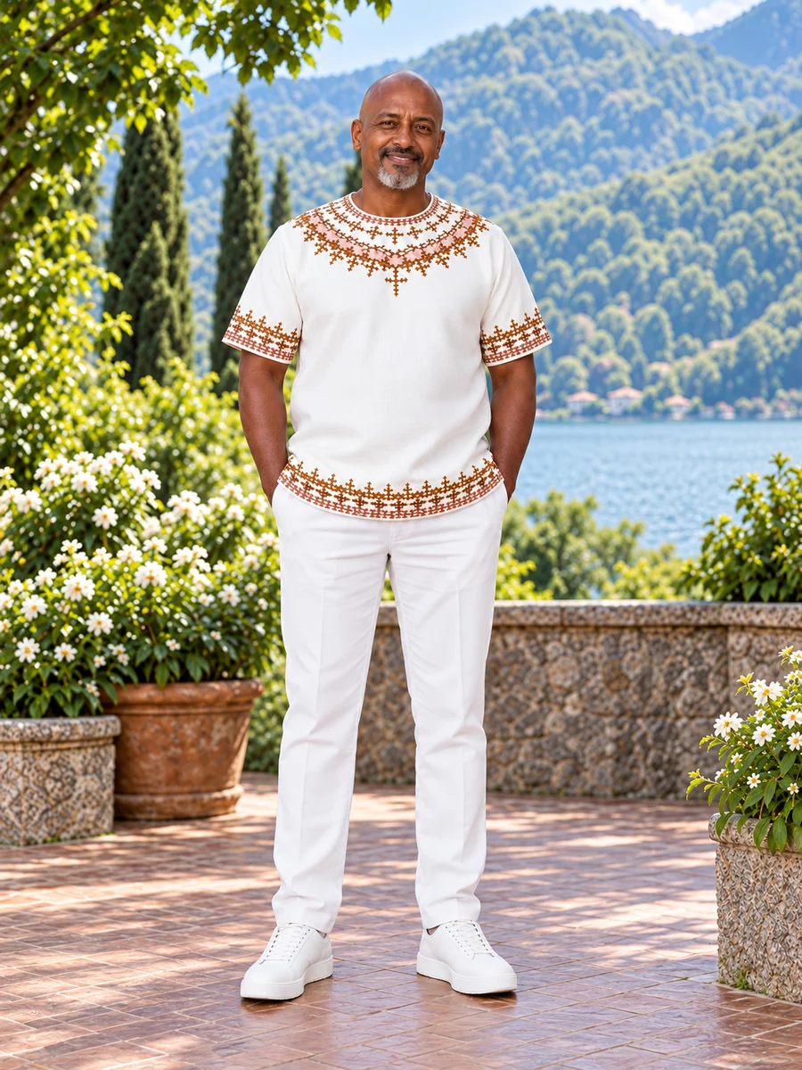 Sienna Halo Embroidery Shirt የሀበሻ ልብስ