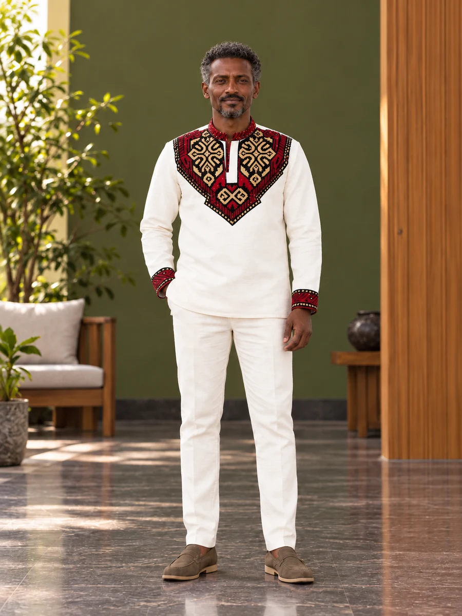 Ruby Onyx Yoke Tunic የሀበሻ ልብስ