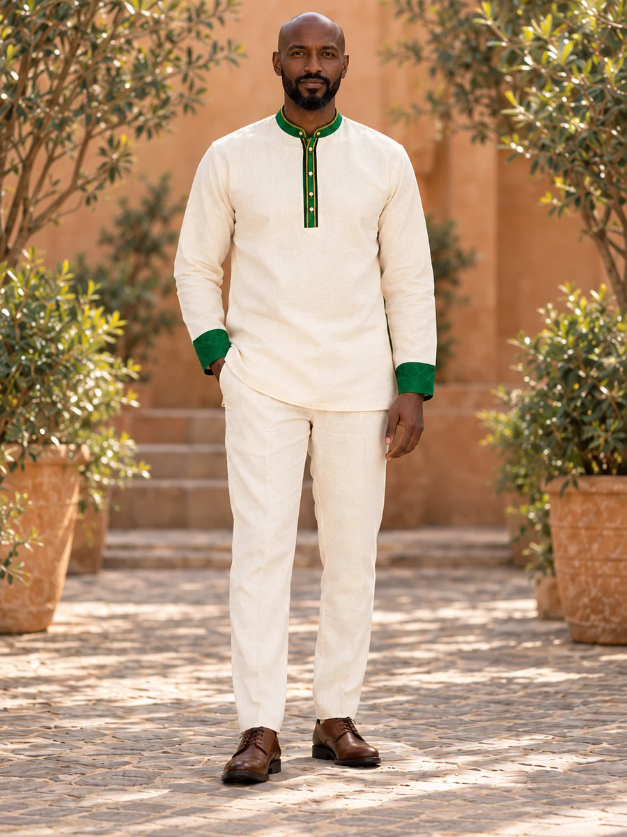 Green Trim Casual Tunic የሀበሻ ልብስ