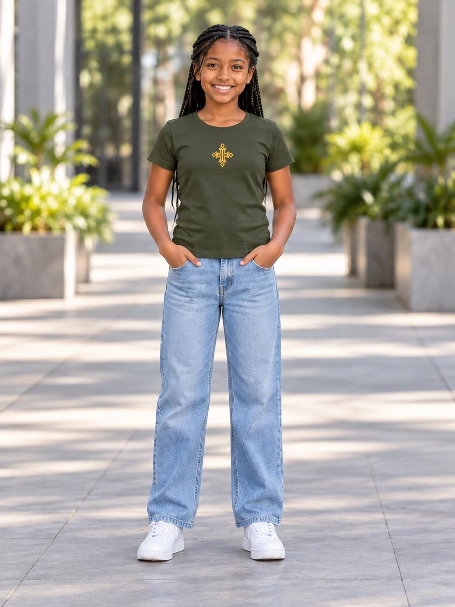Military Green Gold Cross Tee የሀበሻ ልብስ
