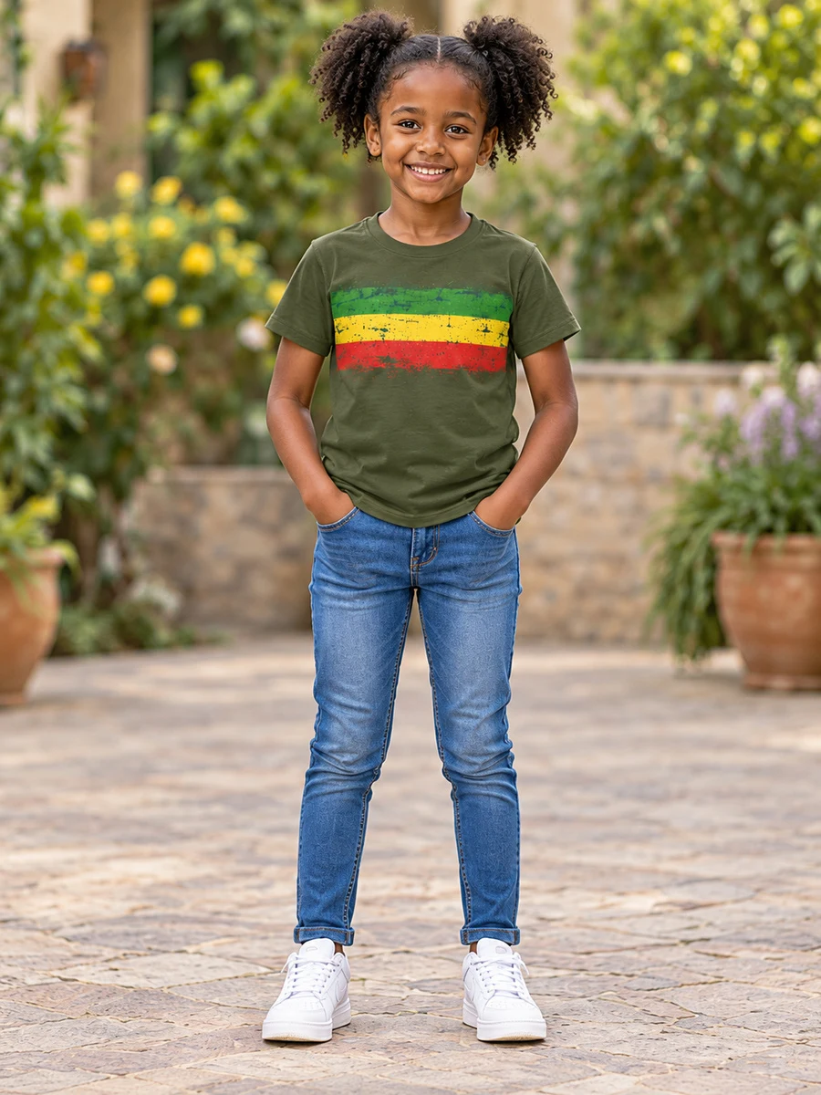 Military Green Distressed Flag Tee የሀበሻ ልብስ