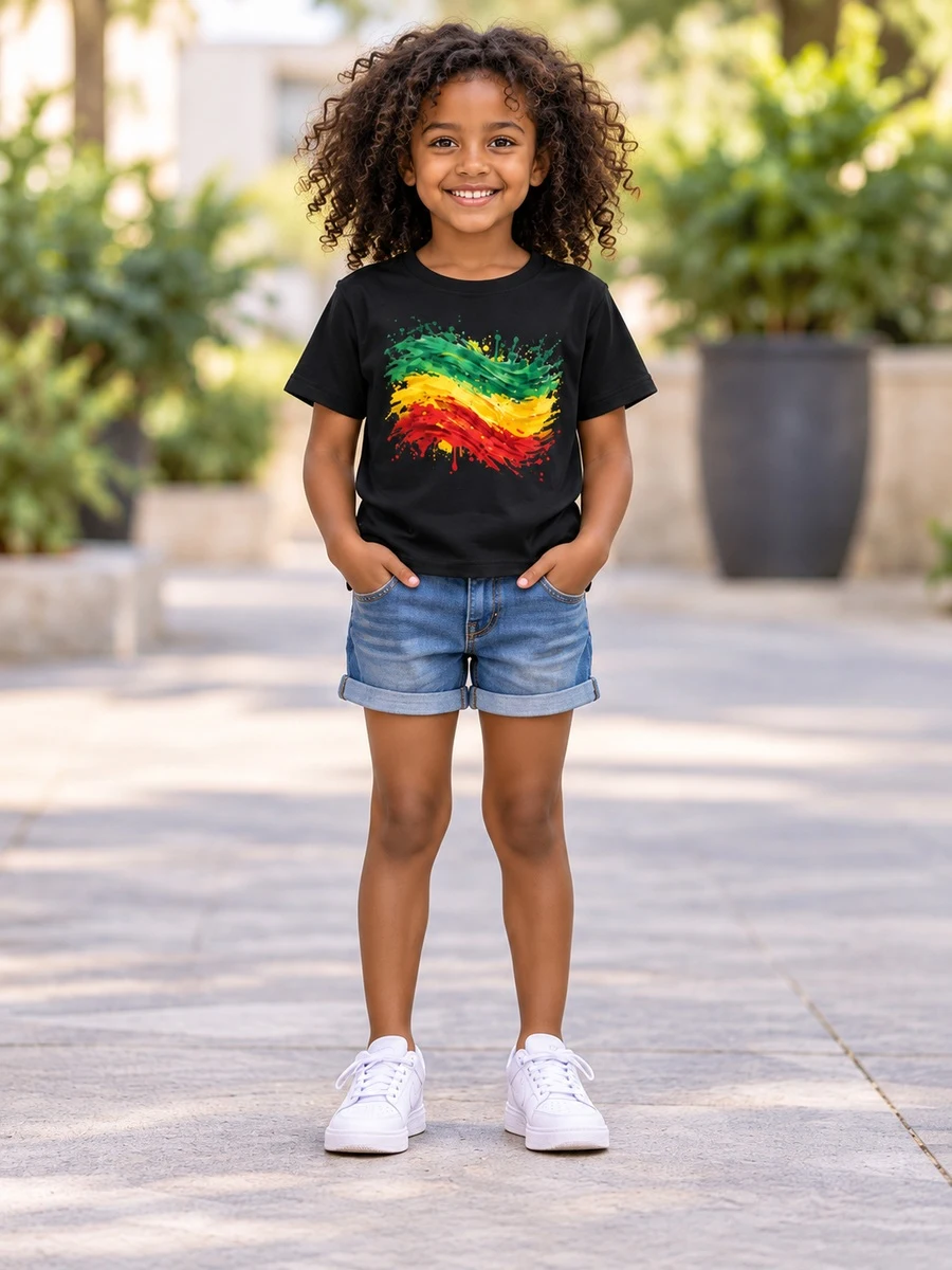 Black Brushstroke Tee kids’ Ethiopian traditional dress