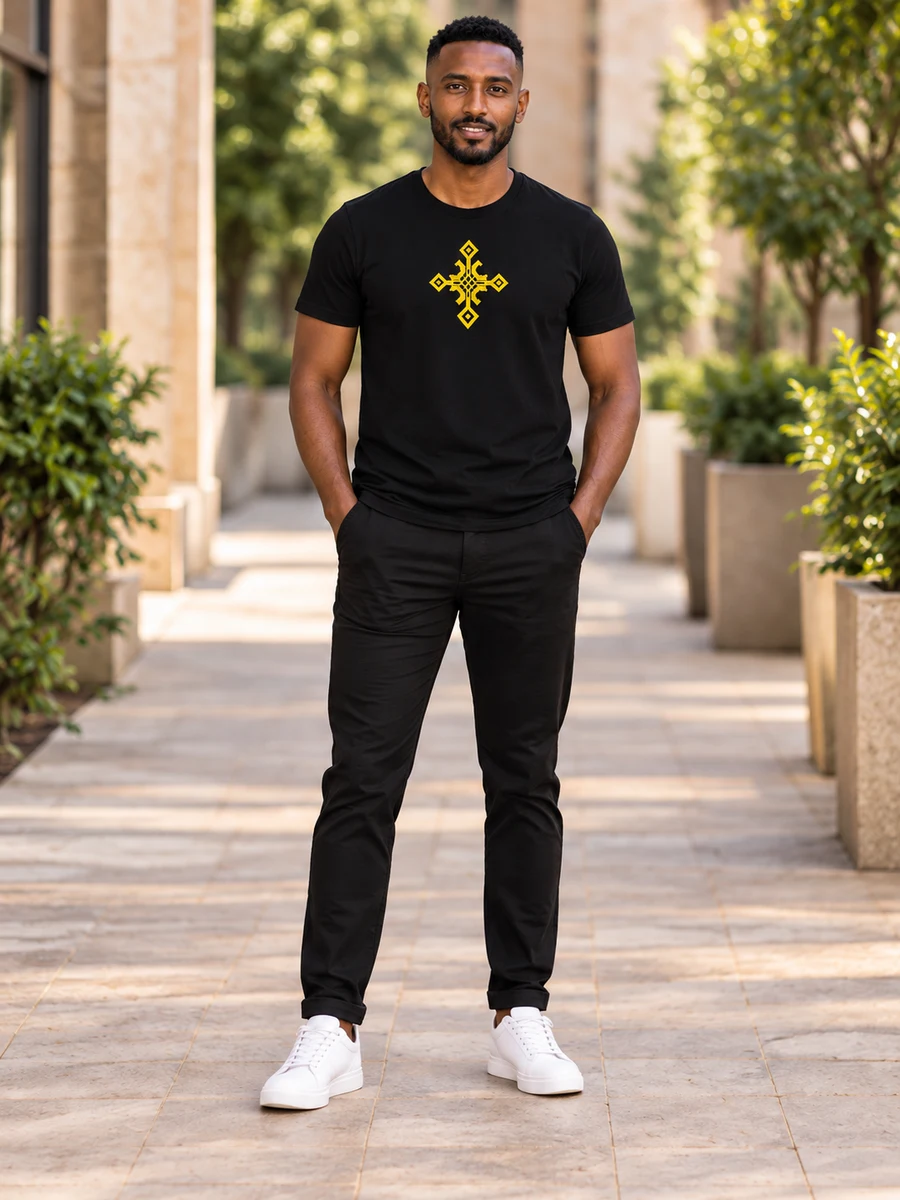 Black Gold Heritage Cross Tee የሀበሻ ልብስ