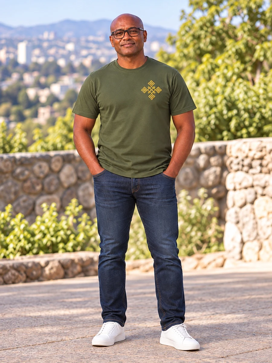 Military Green Gold Chest Motif Tee የሀበሻ ልብስ