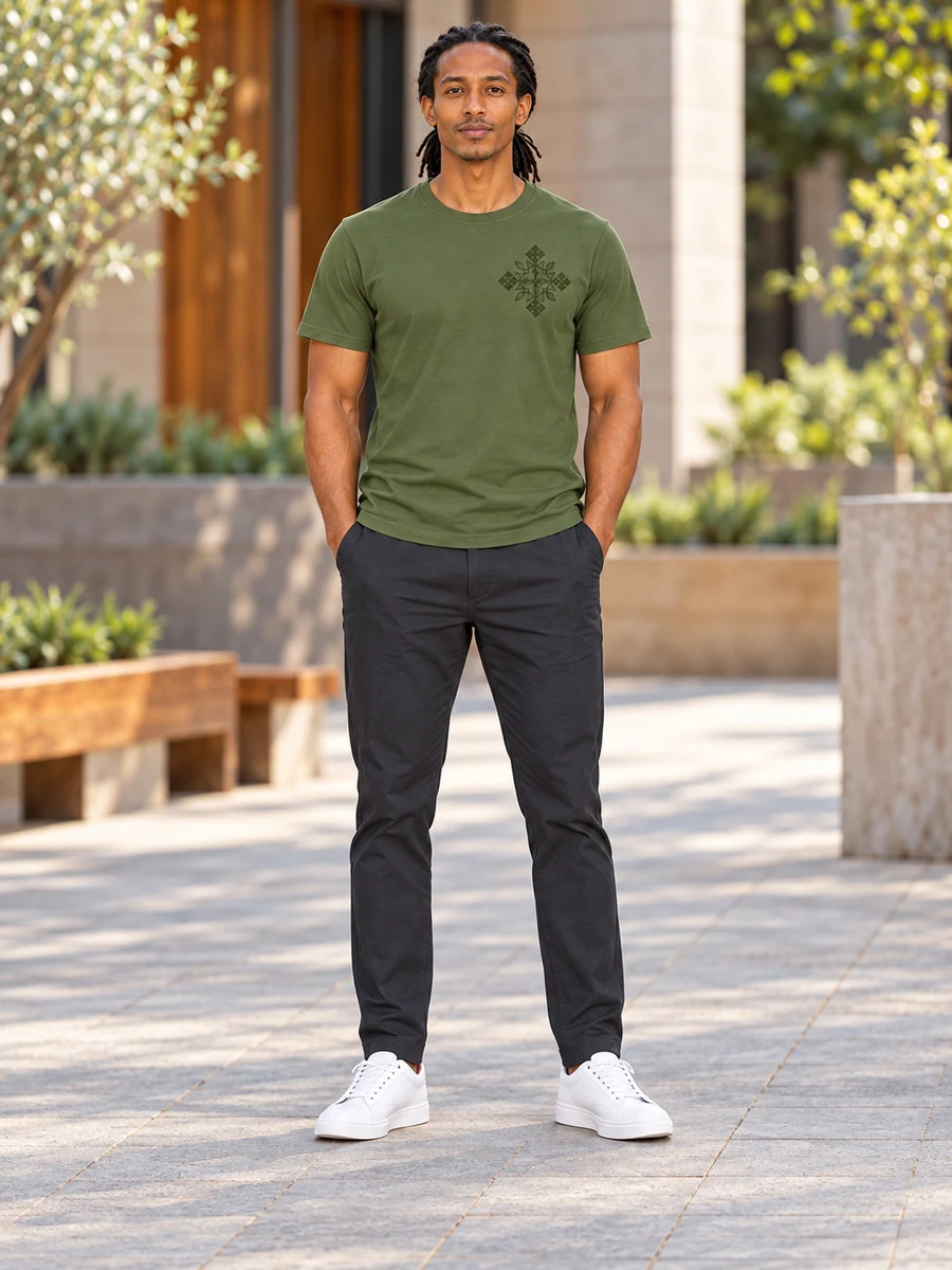 Military Green Tonal Cross Tee የሀበሻ ልብስ