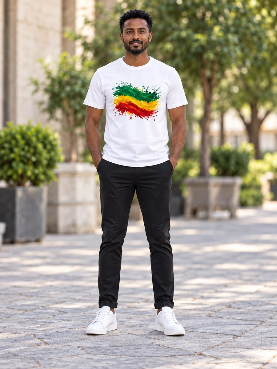 White Brushstroke Tee የሀበሻ ልብስ