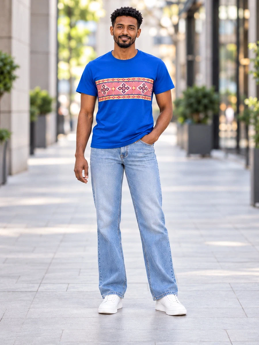 Blue Pink Tilet Band Tee የሀበሻ ልብስ