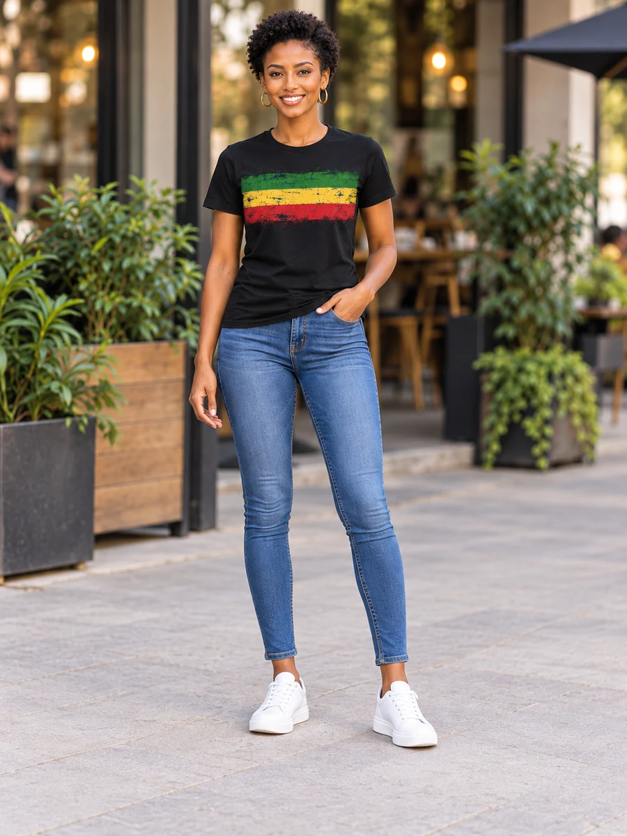Black Distressed Flag Tee የሀበሻ ልብስ