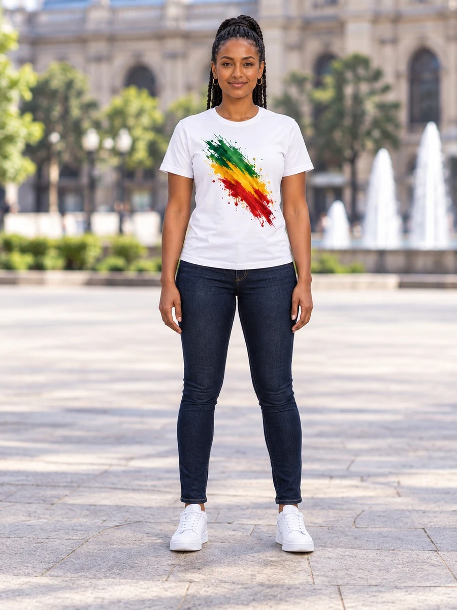 White Diagonal Brushstroke Tee የሀበሻ ልብስ